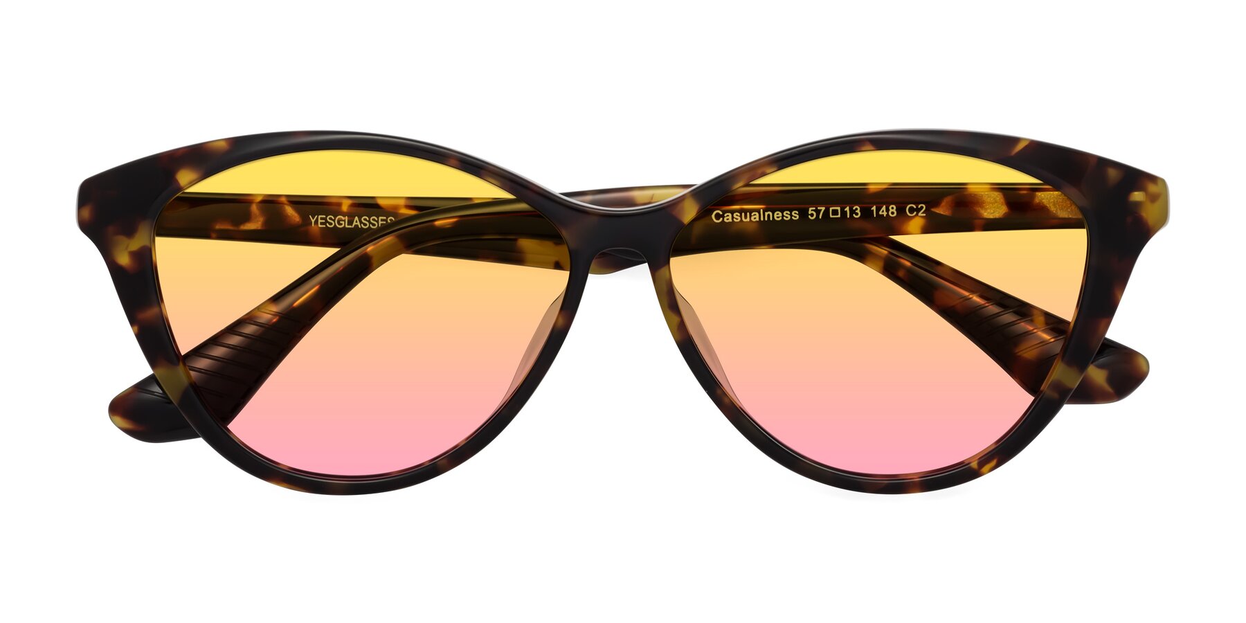 Folded Front of Casualness in Tortoise with Yellow / Pink Gradient Lenses