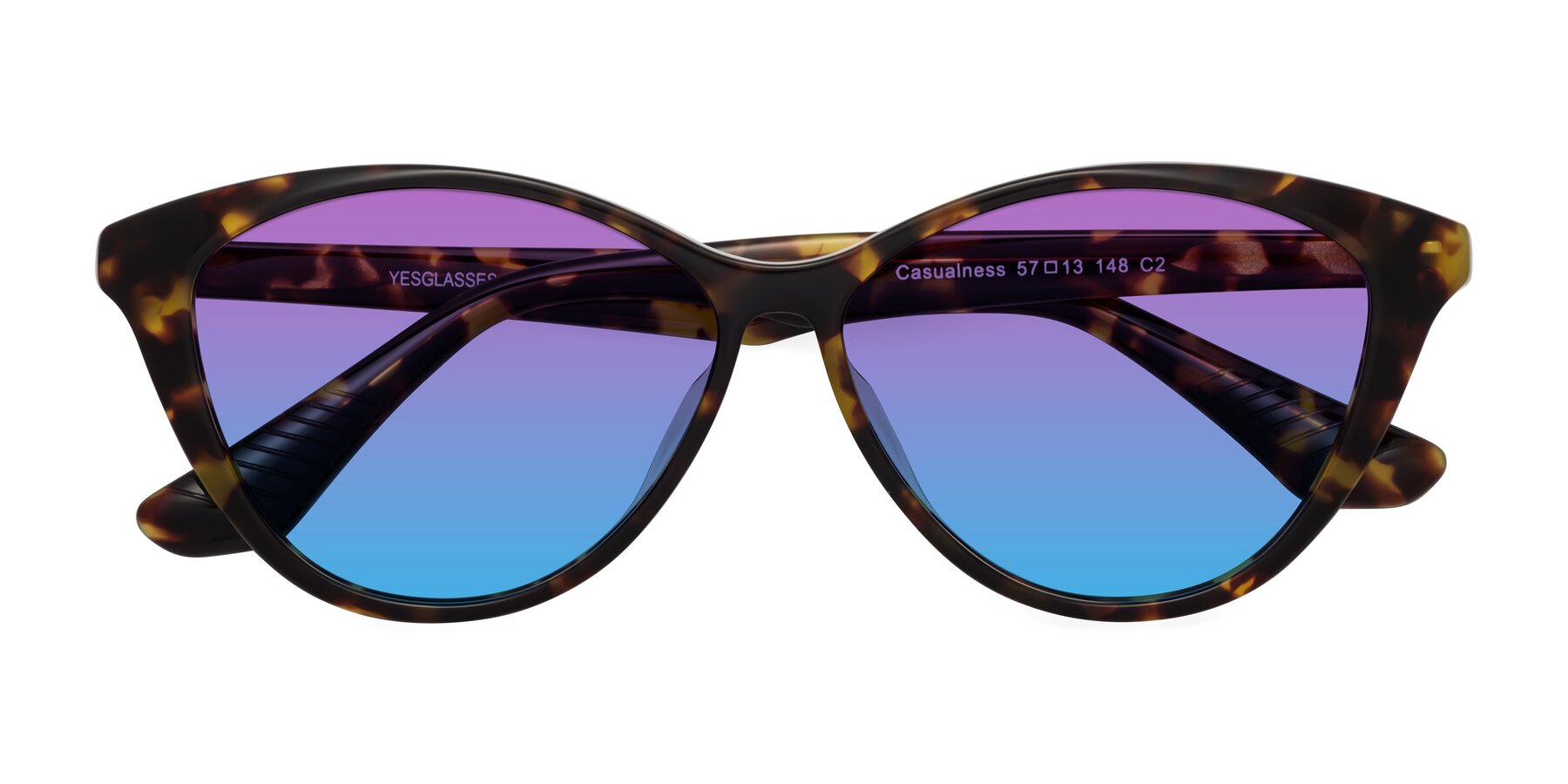 Folded Front of Casualness in Tortoise with Purple / Blue Gradient Lenses