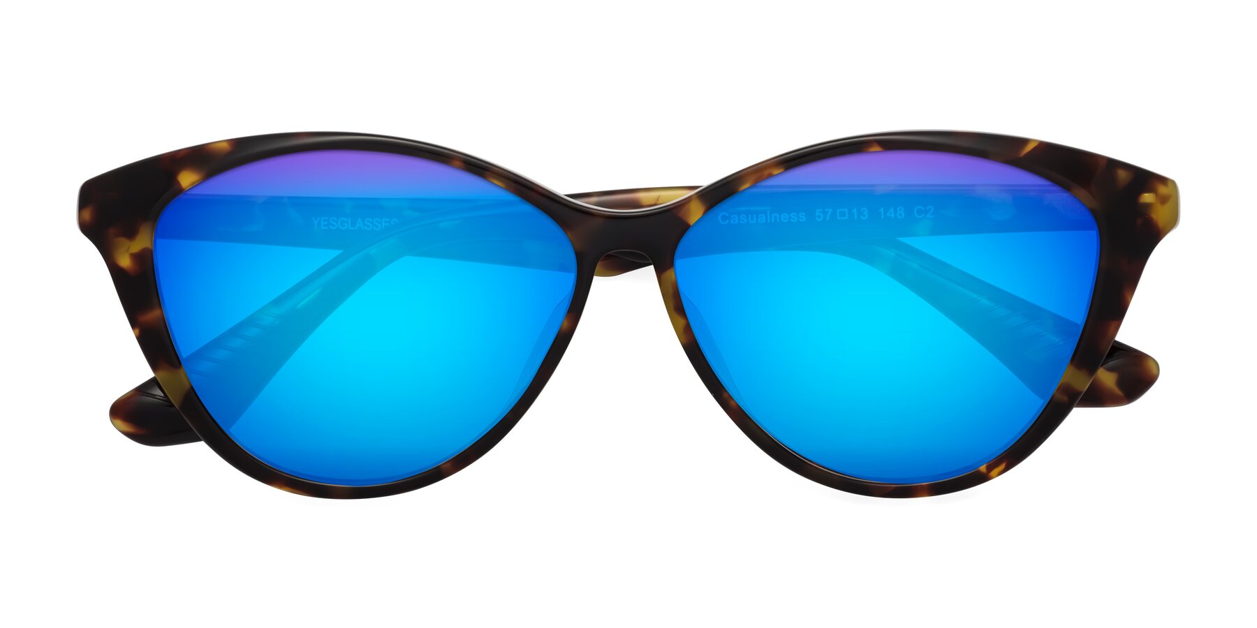 Folded Front of Casualness in Tortoise with Blue Mirrored Lenses