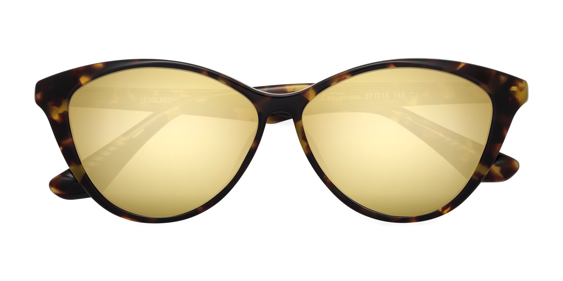 Folded Front of Casualness in Tortoise with Gold Mirrored Lenses