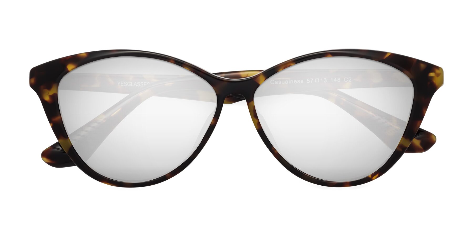 Folded Front of Casualness in Tortoise with Silver Mirrored Lenses