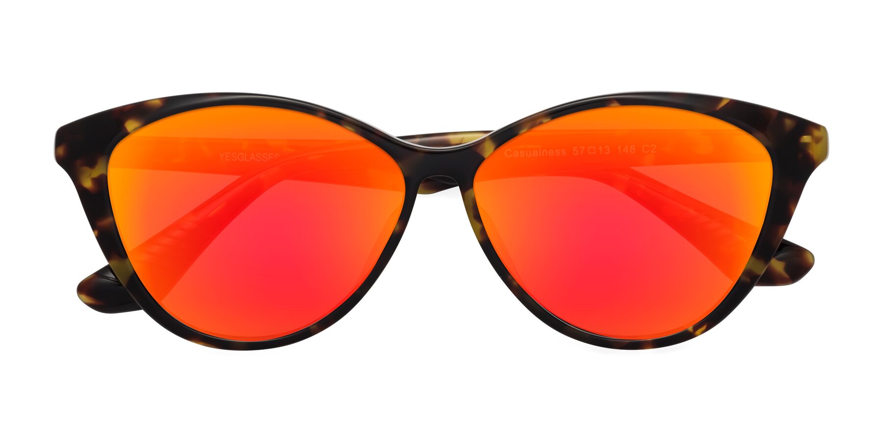 Folded Front of Casualness in Tortoise with Red Gold Mirrored Lenses