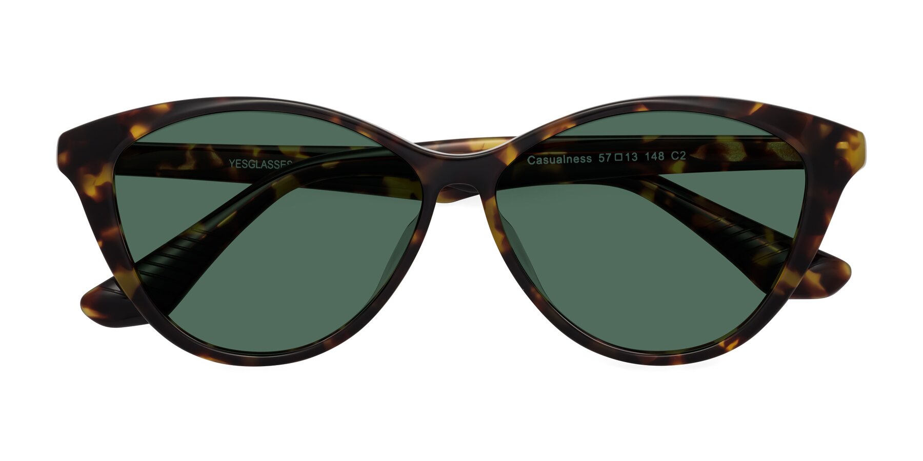 Folded Front of Casualness in Tortoise with Green Polarized Lenses