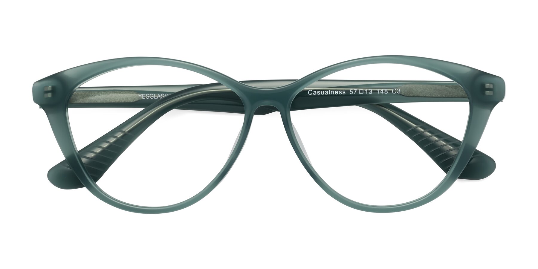 Folded Front of Casualness in Teal with Clear Eyeglass Lenses