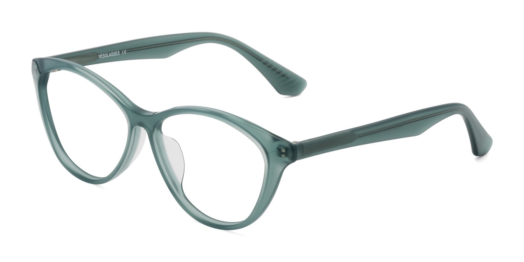 Angle of Casualness in Teal with Clear Eyeglass Lenses