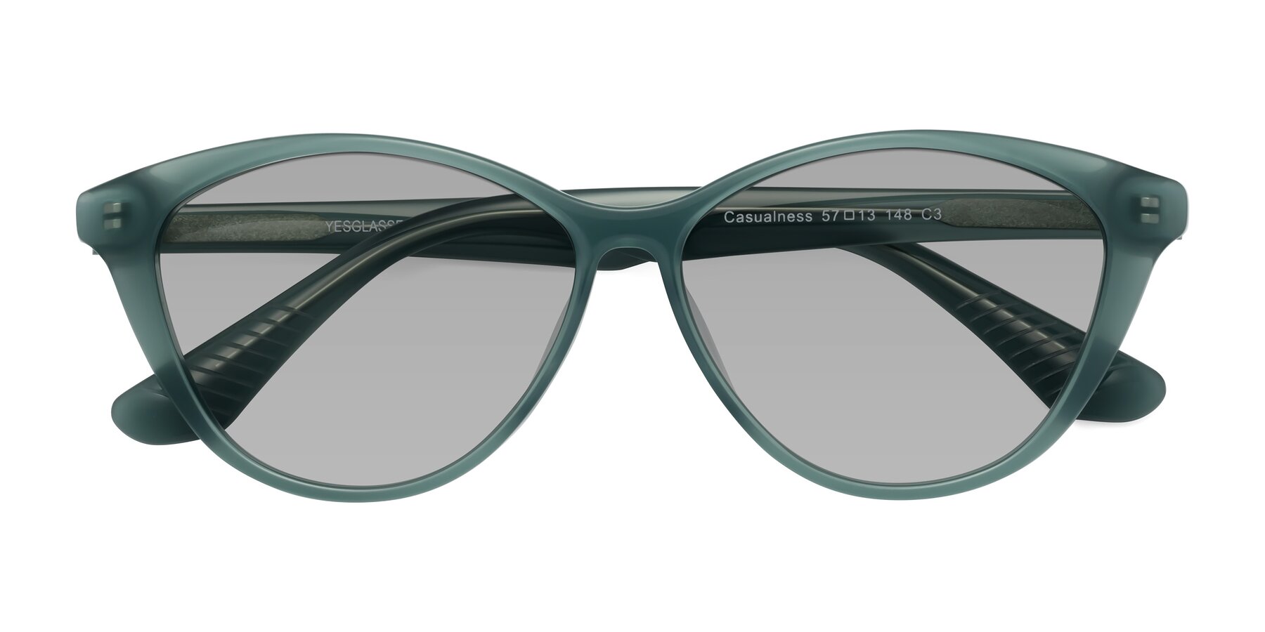 Folded Front of Casualness in Teal with Light Gray Tinted Lenses