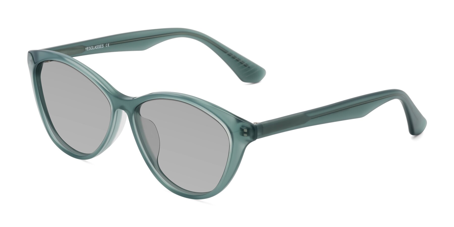 Angle of Casualness in Teal with Light Gray Tinted Lenses