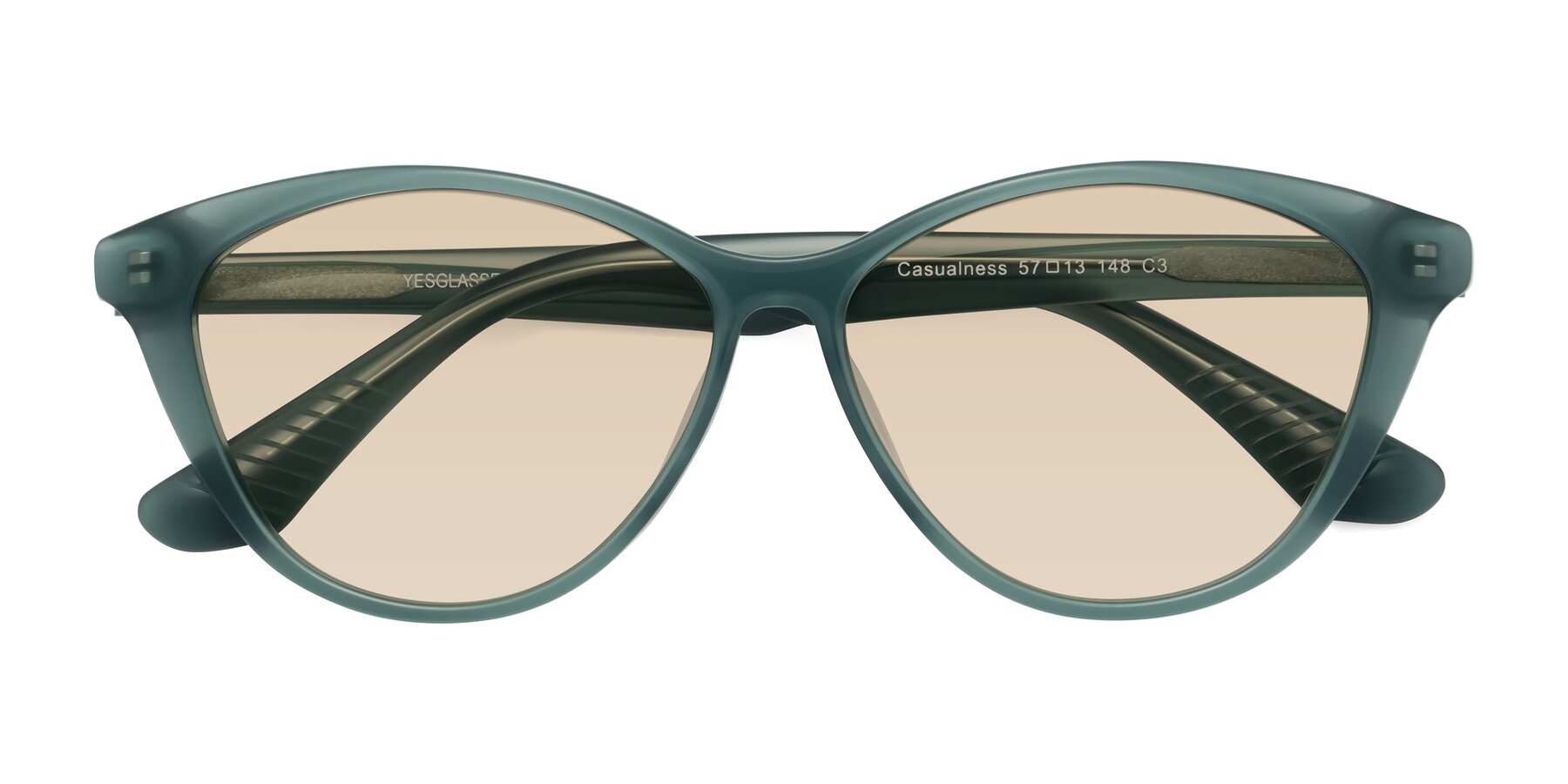 Folded Front of Casualness in Teal with Light Brown Tinted Lenses