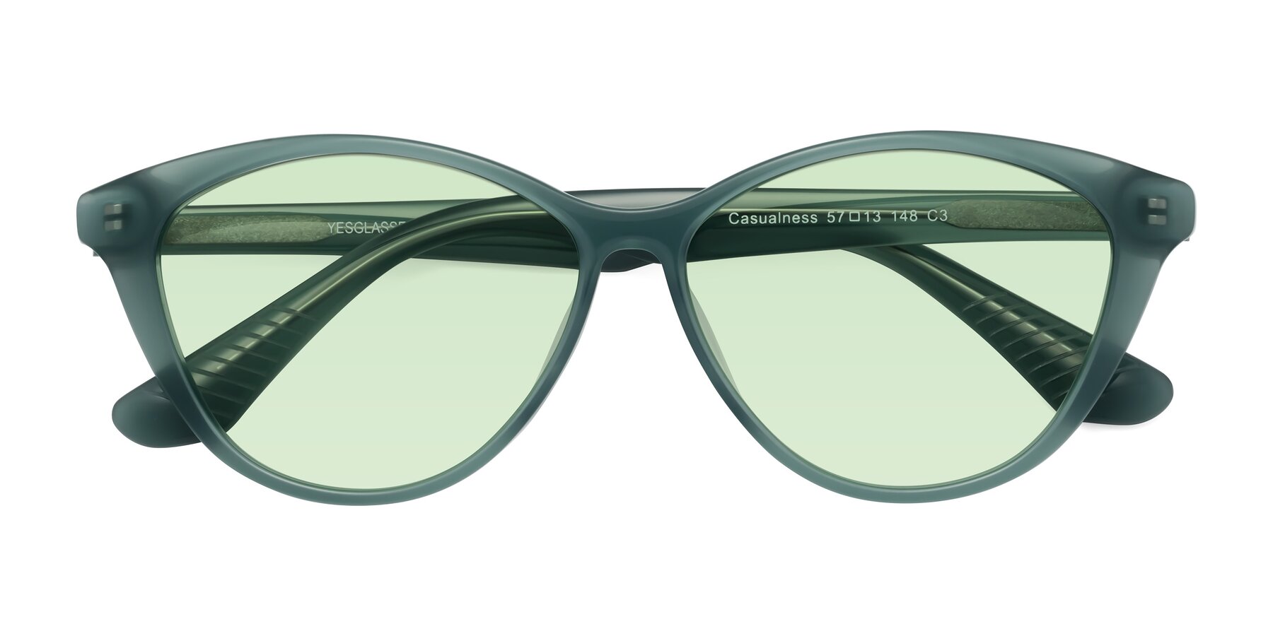 Folded Front of Casualness in Teal with Light Green Tinted Lenses