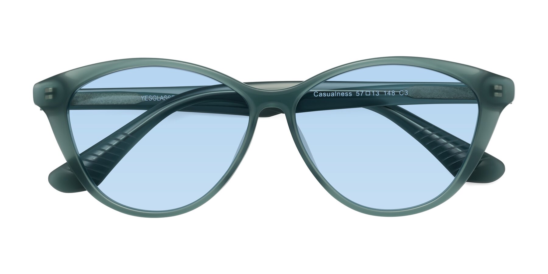 Folded Front of Casualness in Teal with Light Blue Tinted Lenses