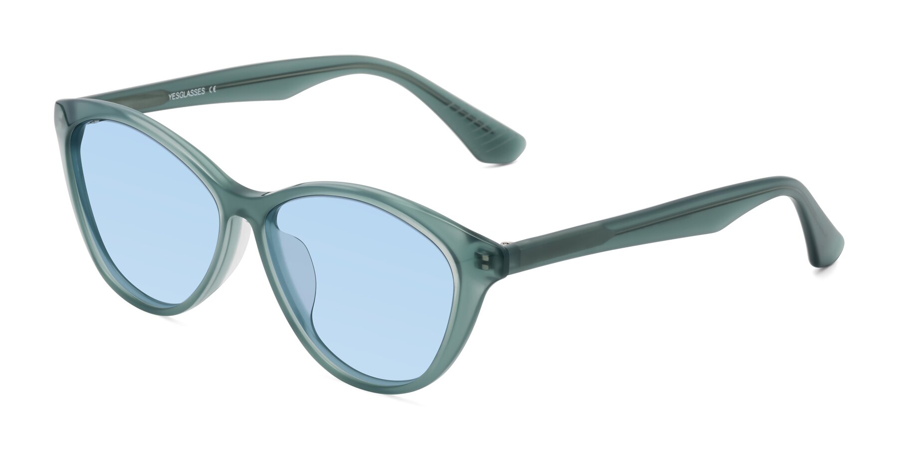 Angle of Casualness in Teal with Light Blue Tinted Lenses