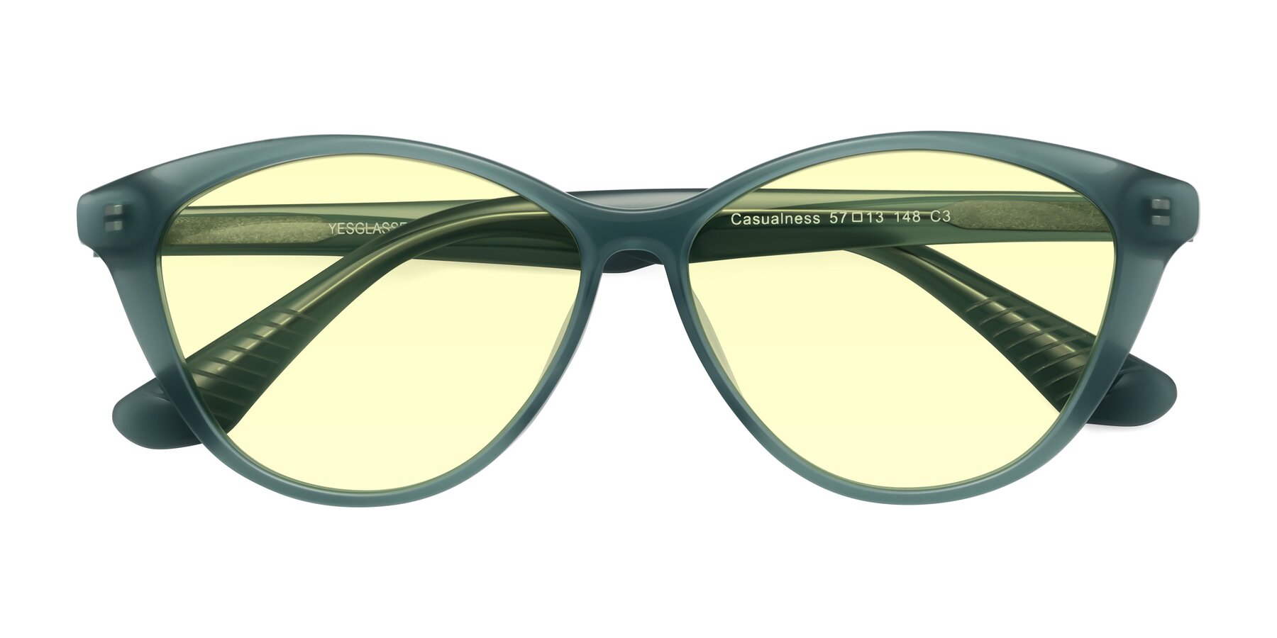 Folded Front of Casualness in Teal with Light Yellow Tinted Lenses