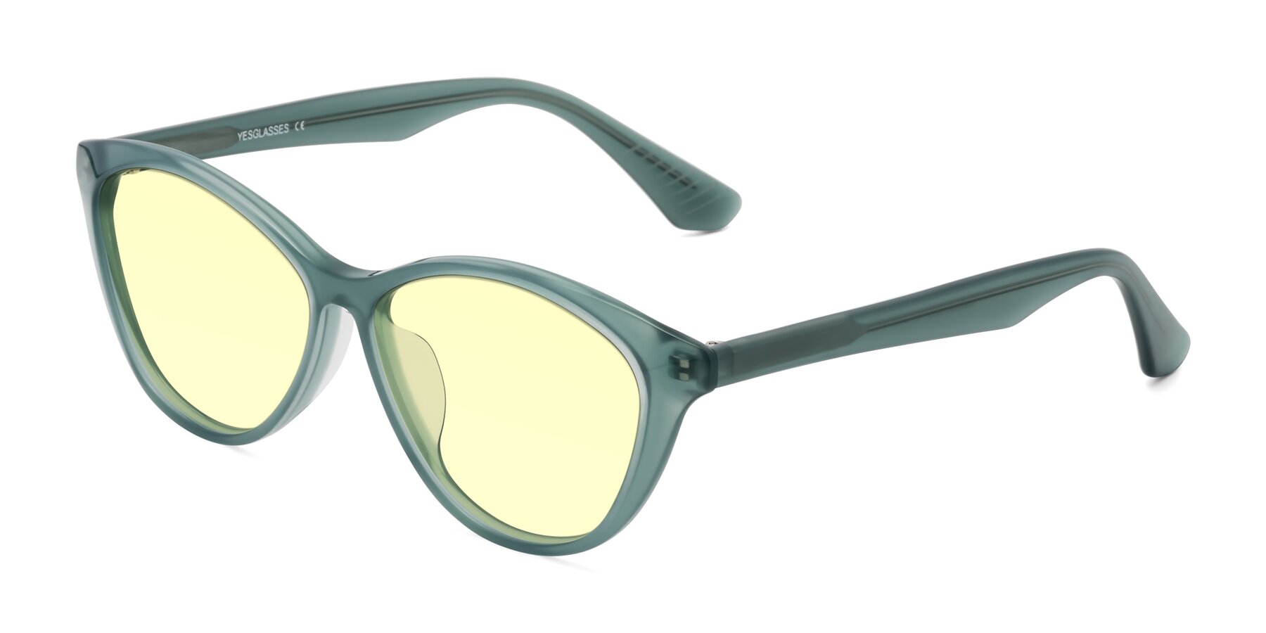 Angle of Casualness in Teal with Light Yellow Tinted Lenses