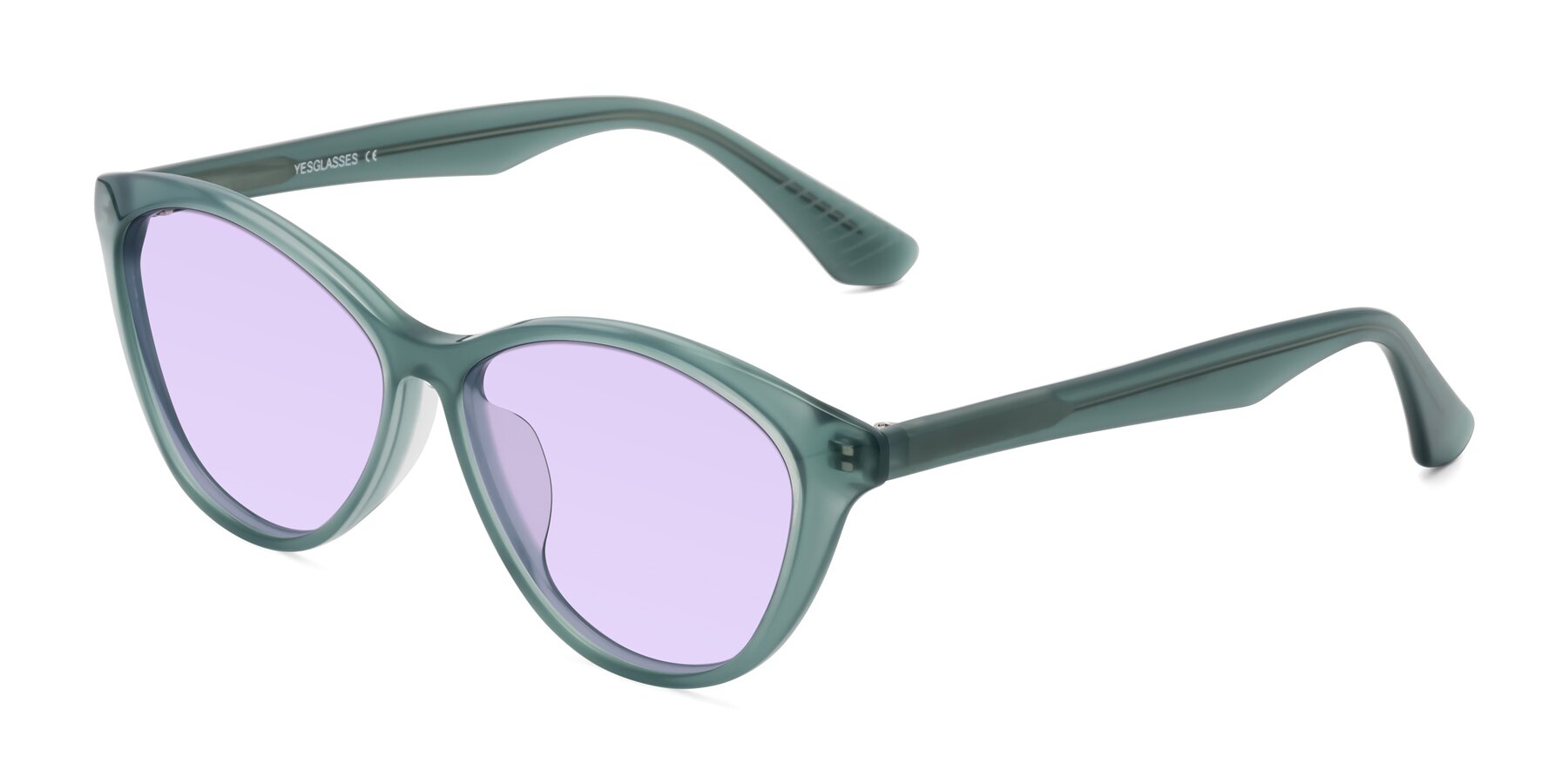 Angle of Casualness in Teal with Light Purple Tinted Lenses