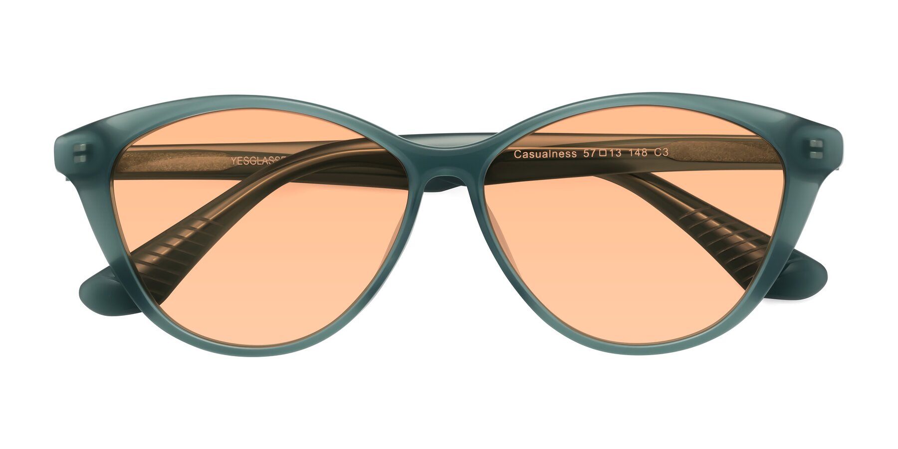 Folded Front of Casualness in Teal with Light Orange Tinted Lenses