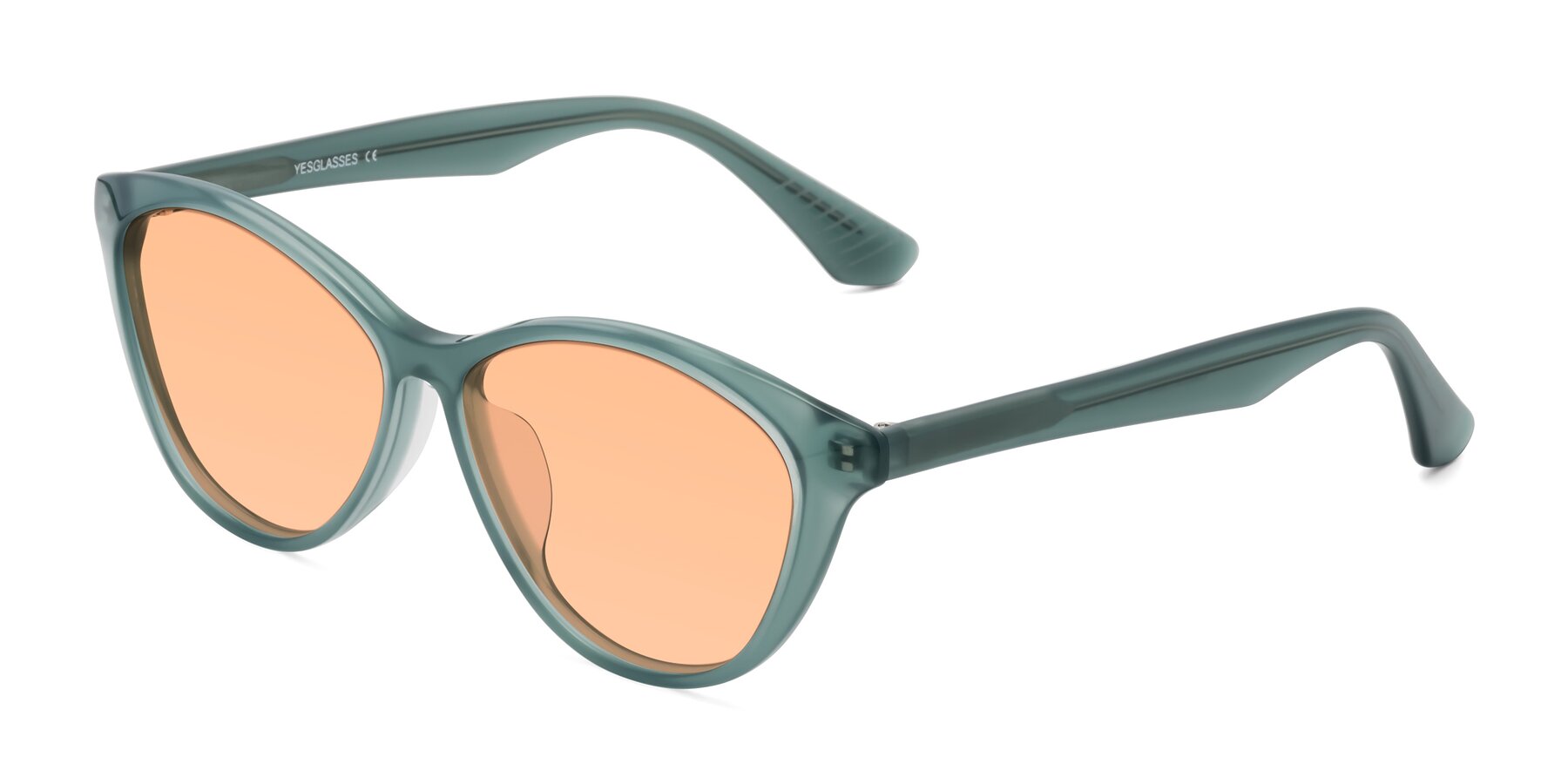 Angle of Casualness in Teal with Light Orange Tinted Lenses