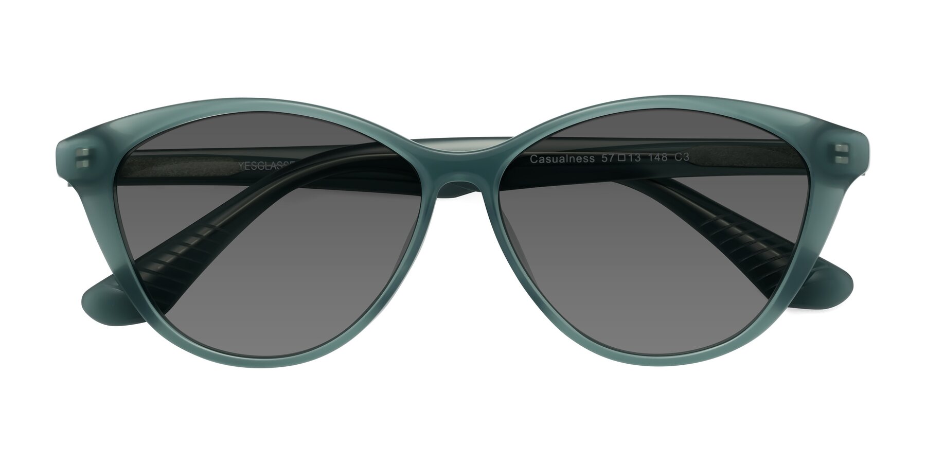 Folded Front of Casualness in Teal with Medium Gray Tinted Lenses