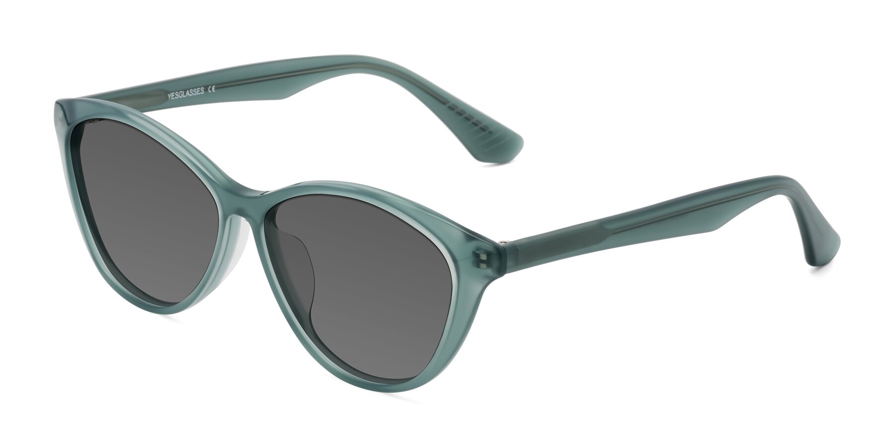 Angle of Casualness in Teal with Medium Gray Tinted Lenses