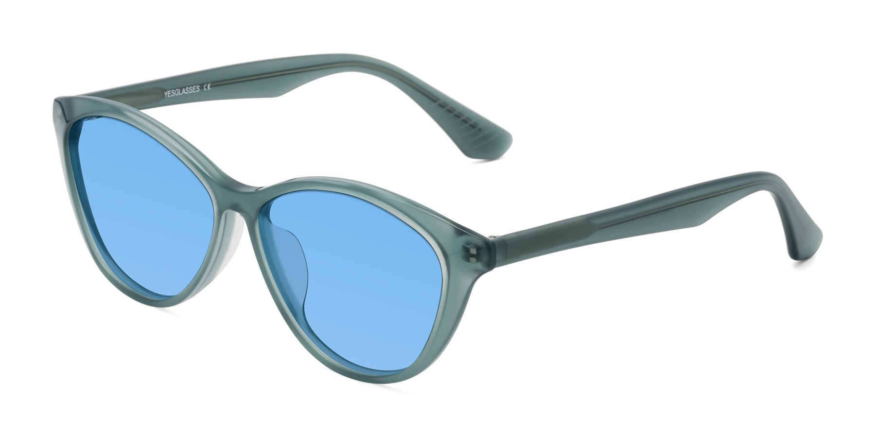 Angle of Casualness in Teal with Medium Blue Tinted Lenses