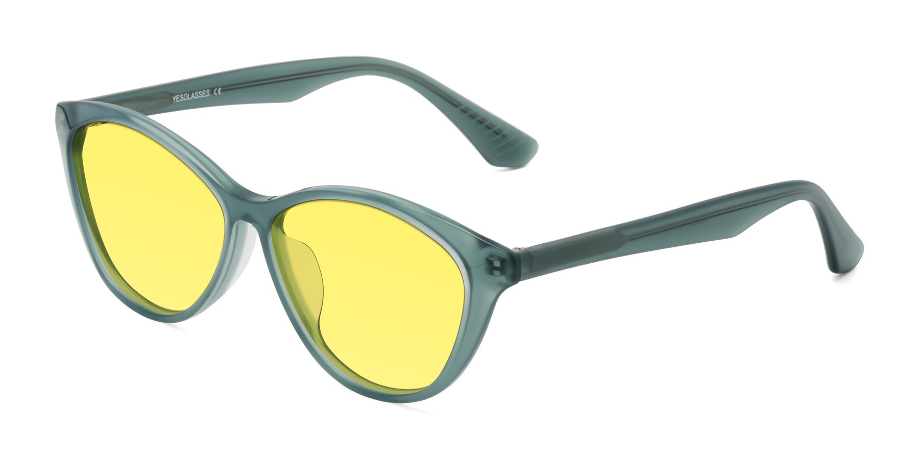 Angle of Casualness in Teal with Medium Yellow Tinted Lenses