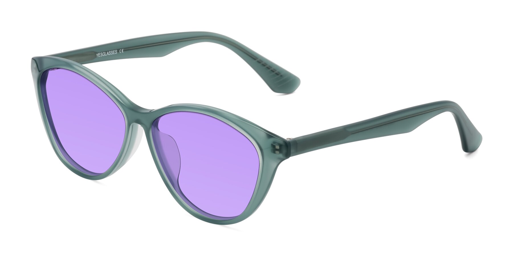 Angle of Casualness in Teal with Medium Purple Tinted Lenses