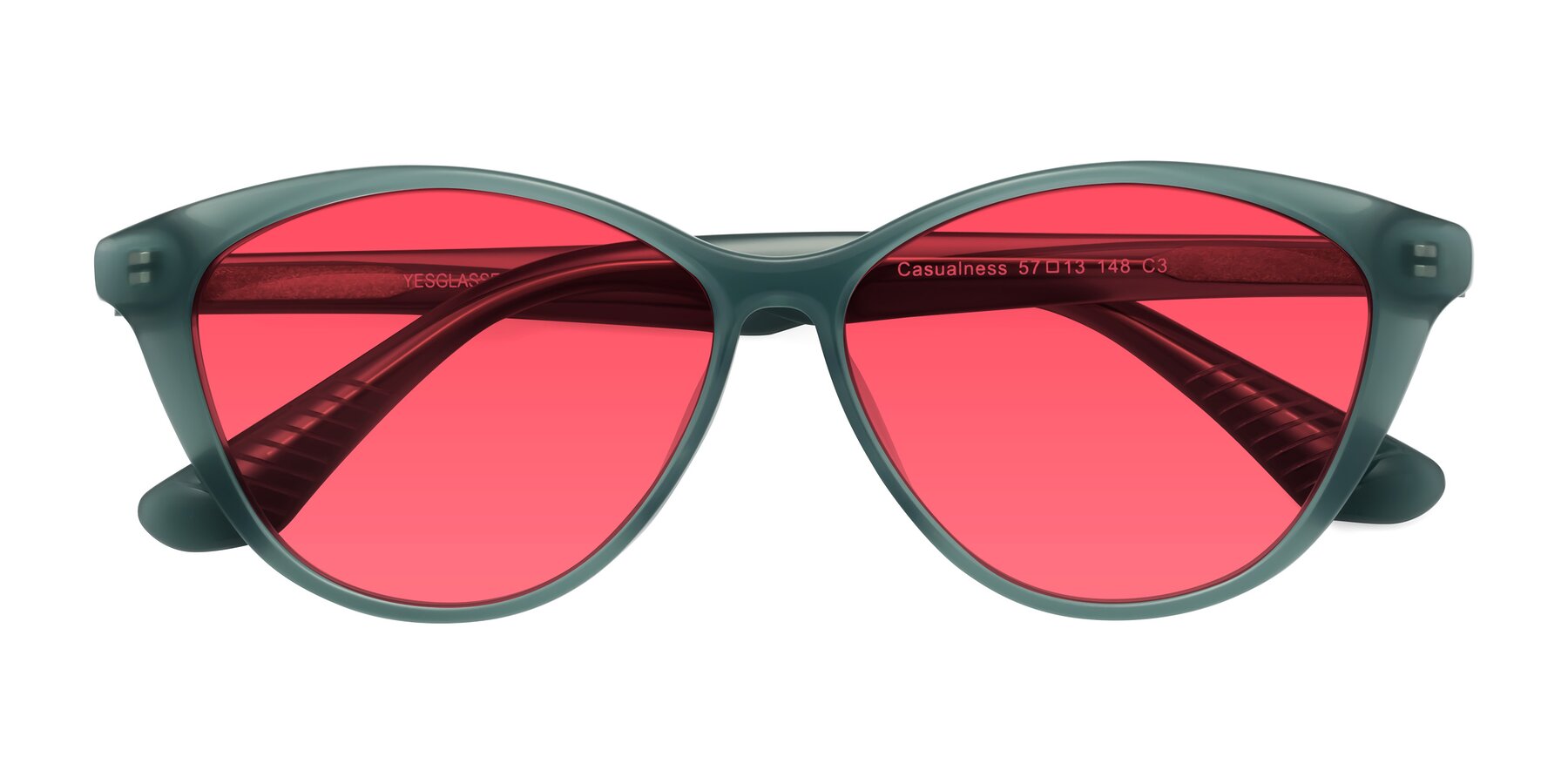 Folded Front of Casualness in Teal with Red Tinted Lenses