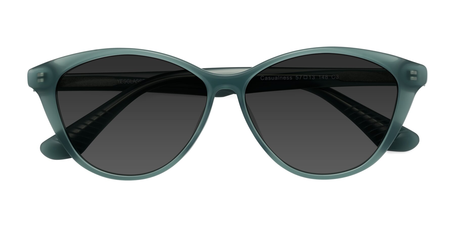 Folded Front of Casualness in Teal with Gray Tinted Lenses