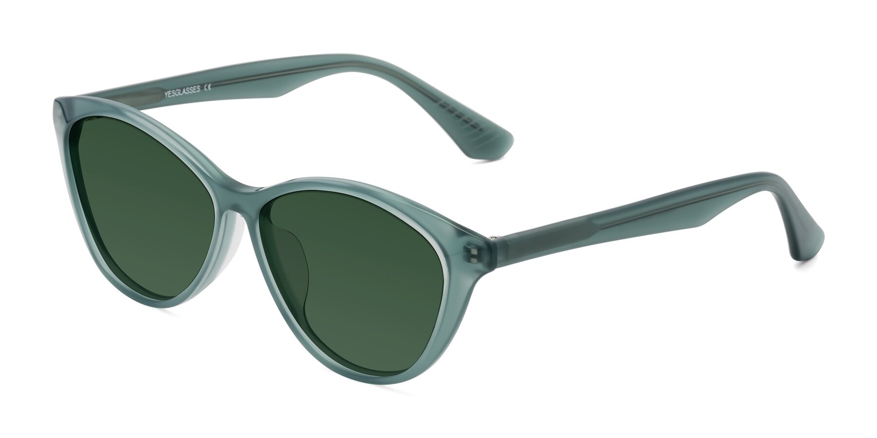 Angle of Casualness in Teal with Green Tinted Lenses