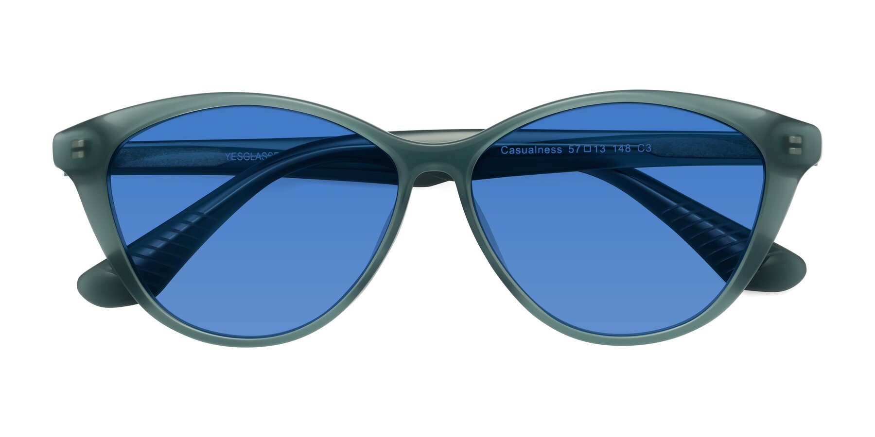 Folded Front of Casualness in Teal with Blue Tinted Lenses