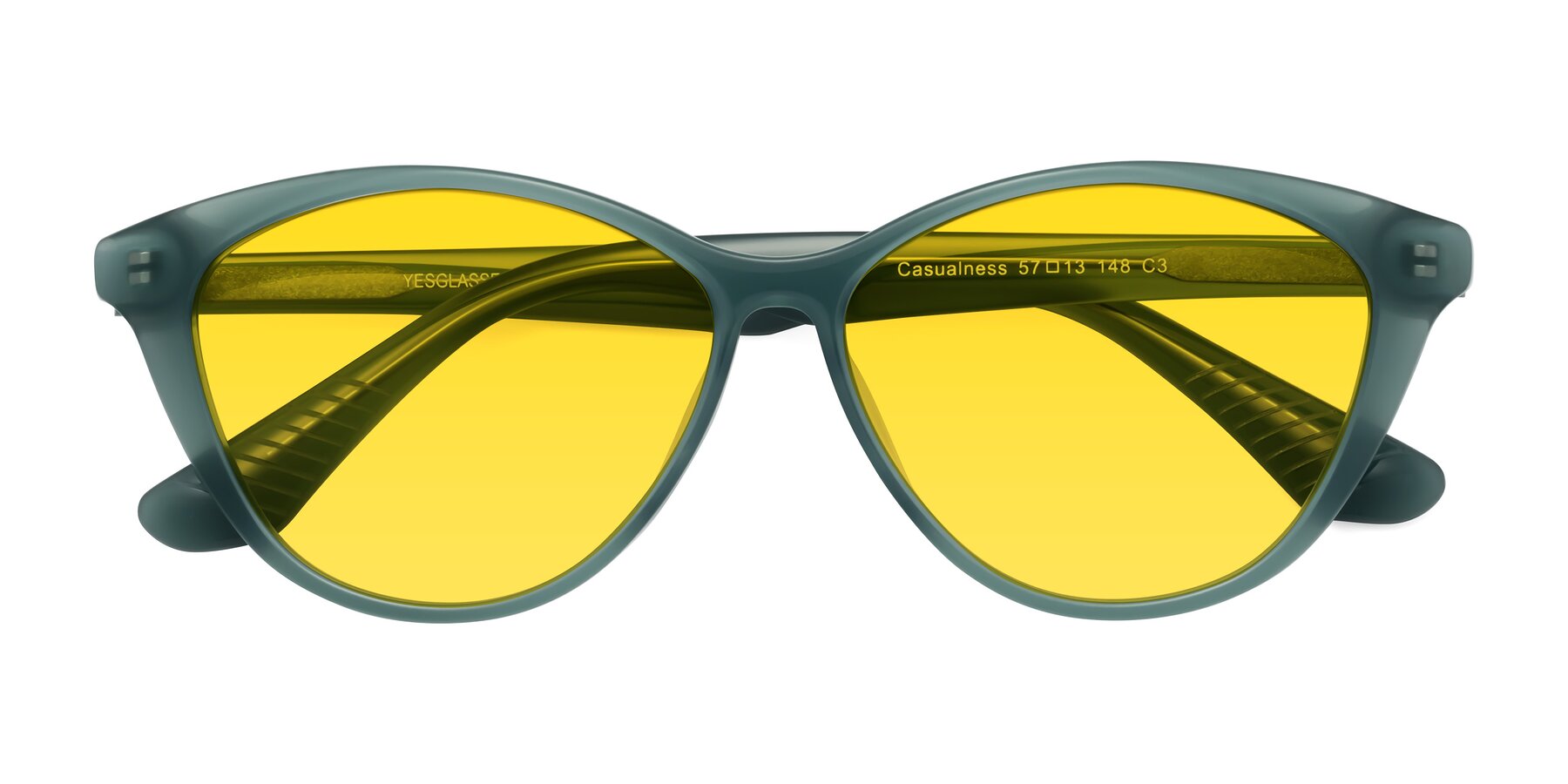 Folded Front of Casualness in Teal with Yellow Tinted Lenses