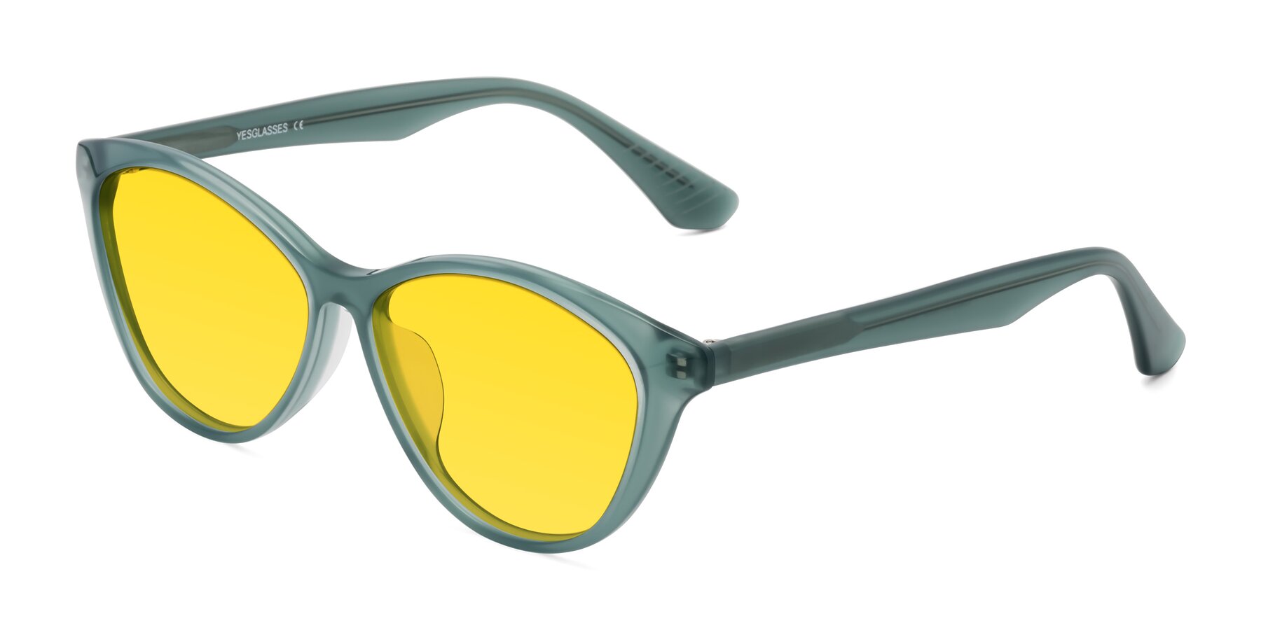 Angle of Casualness in Teal with Yellow Tinted Lenses