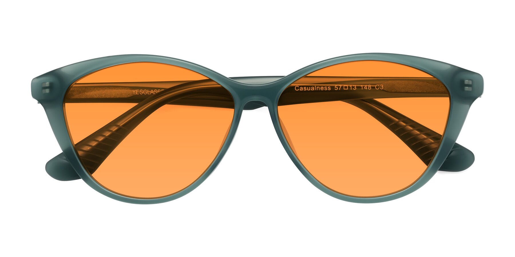 Folded Front of Casualness in Teal with Orange Tinted Lenses