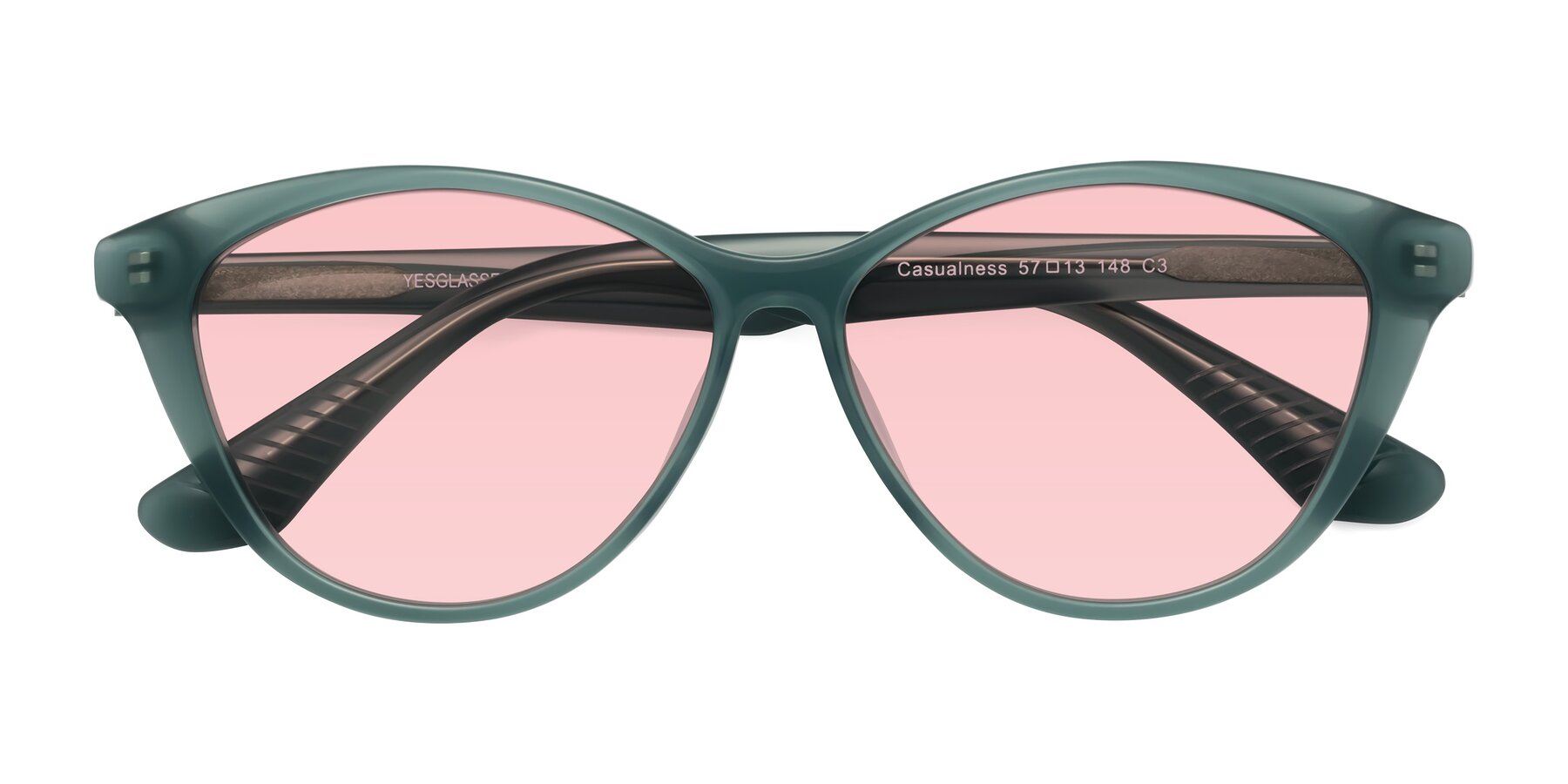 Folded Front of Casualness in Teal with Light Garnet Tinted Lenses