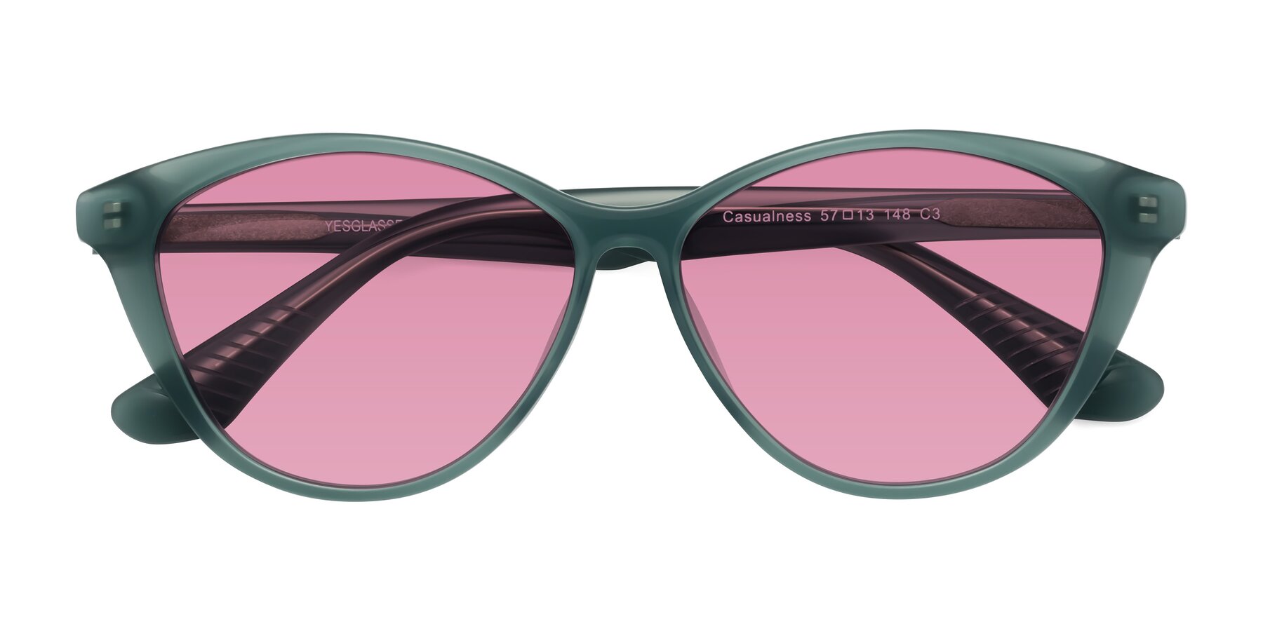 Folded Front of Casualness in Teal with Medium Wine Tinted Lenses