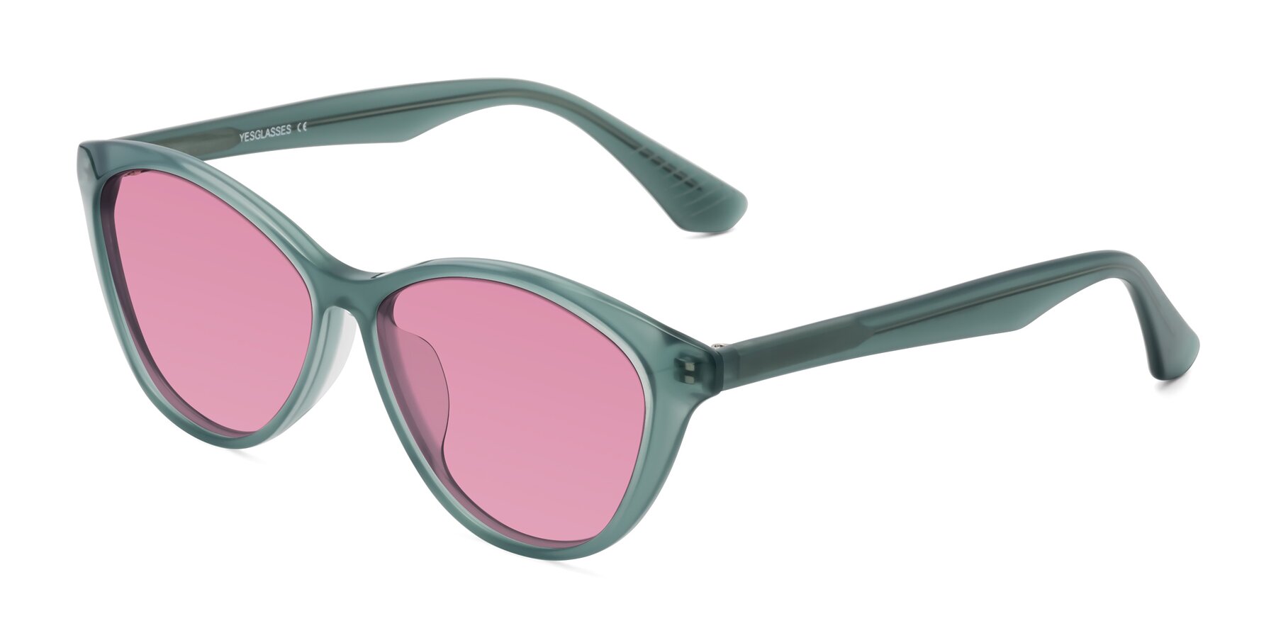 Angle of Casualness in Teal with Medium Wine Tinted Lenses