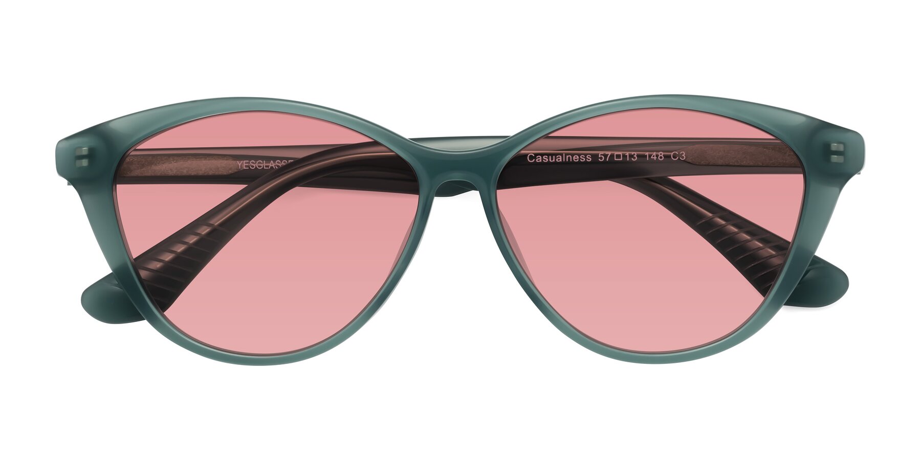 Folded Front of Casualness in Teal with Medium Garnet Tinted Lenses