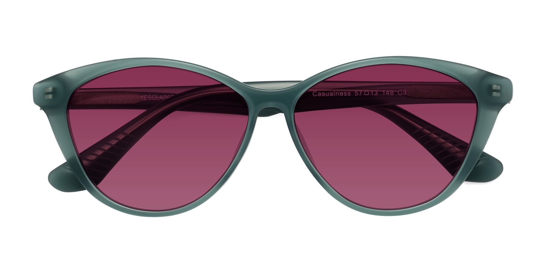 Folded Front of Casualness in Teal with Wine Tinted Lenses