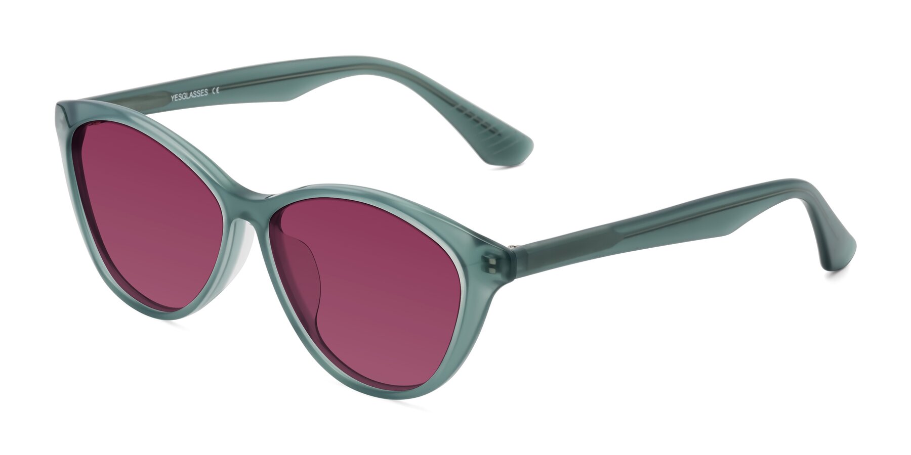 Angle of Casualness in Teal with Wine Tinted Lenses