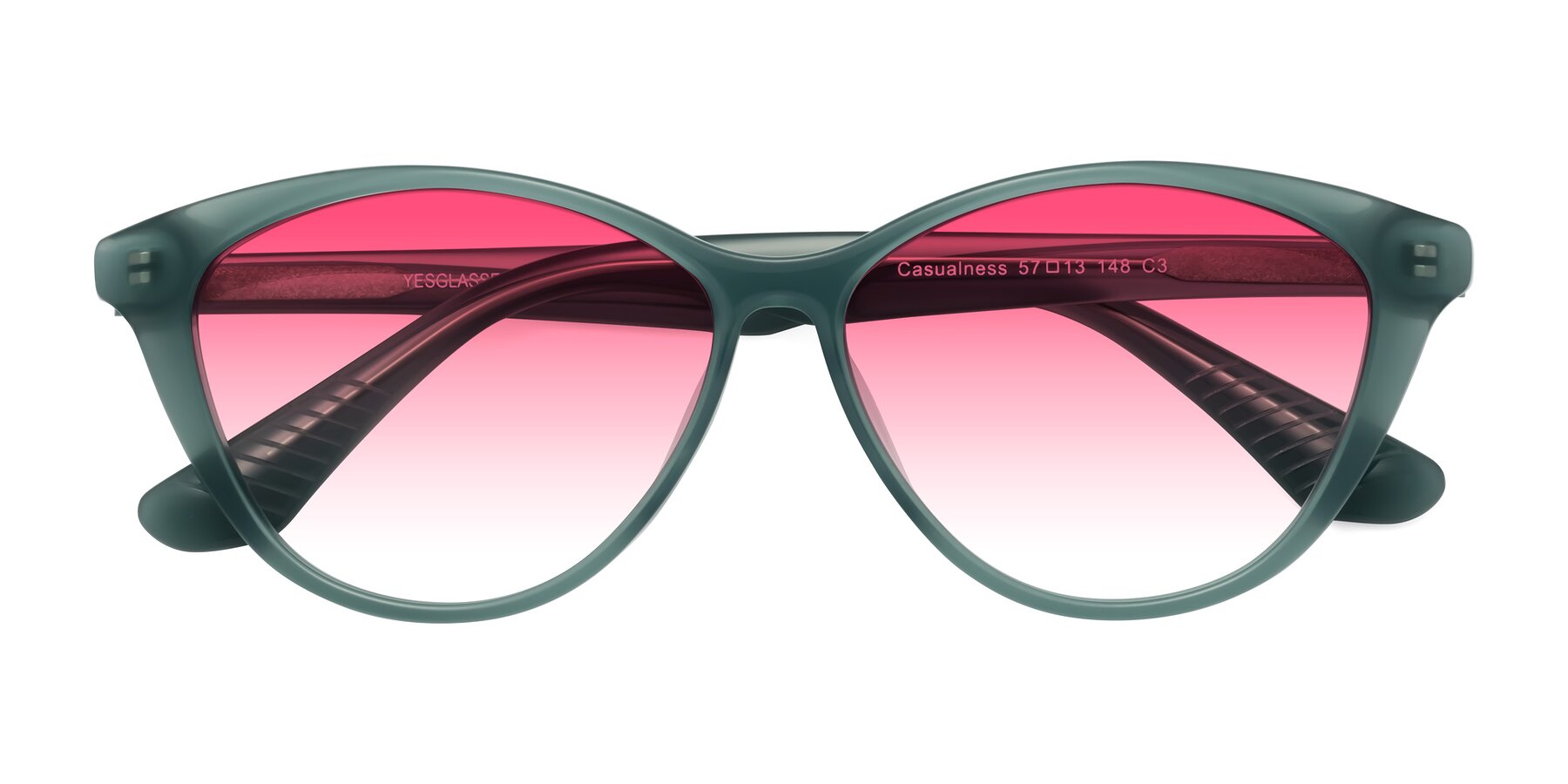 Folded Front of Casualness in Teal with Pink Gradient Lenses