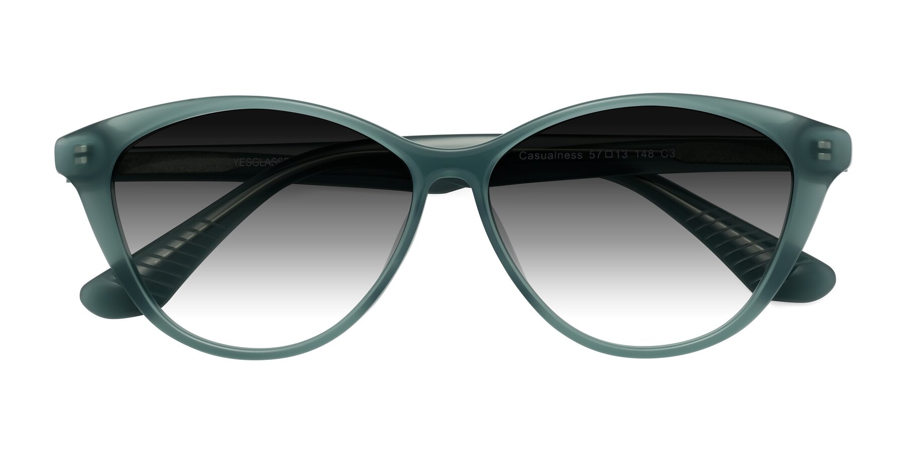 Folded Front of Casualness in Teal with Gray Gradient Lenses