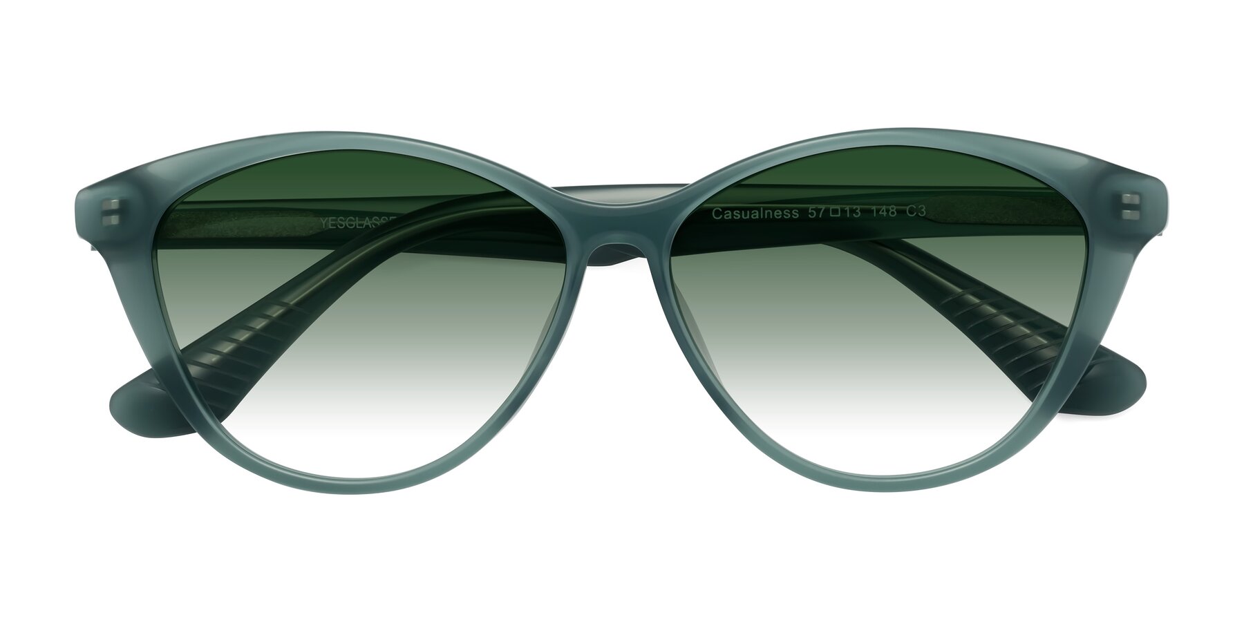 Folded Front of Casualness in Teal with Green Gradient Lenses