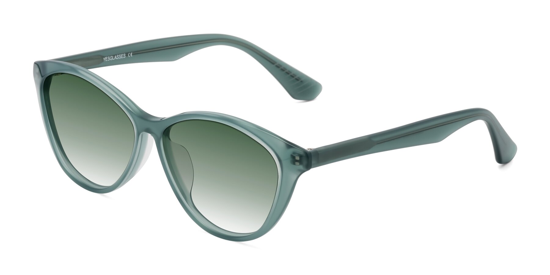 Angle of Casualness in Teal with Green Gradient Lenses