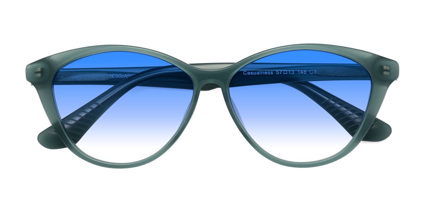 Folded Front of Casualness in Teal with Blue Gradient Lenses