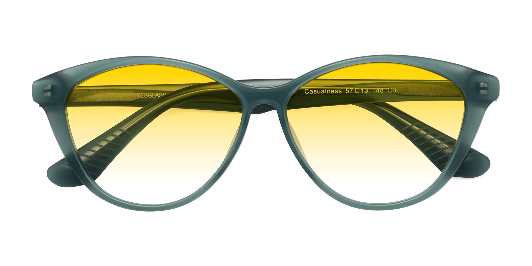 Folded Front of Casualness in Teal with Yellow Gradient Lenses