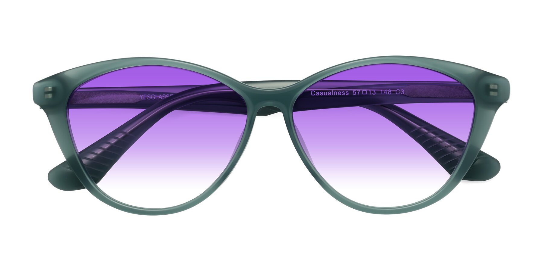 Folded Front of Casualness in Teal with Purple Gradient Lenses