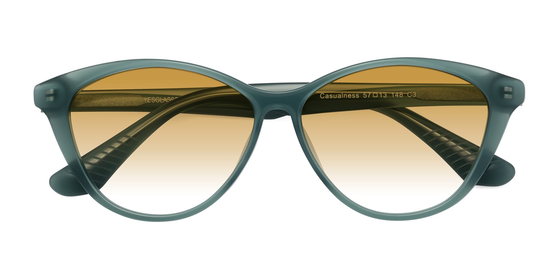 Folded Front of Casualness in Teal with Champagne Gradient Lenses