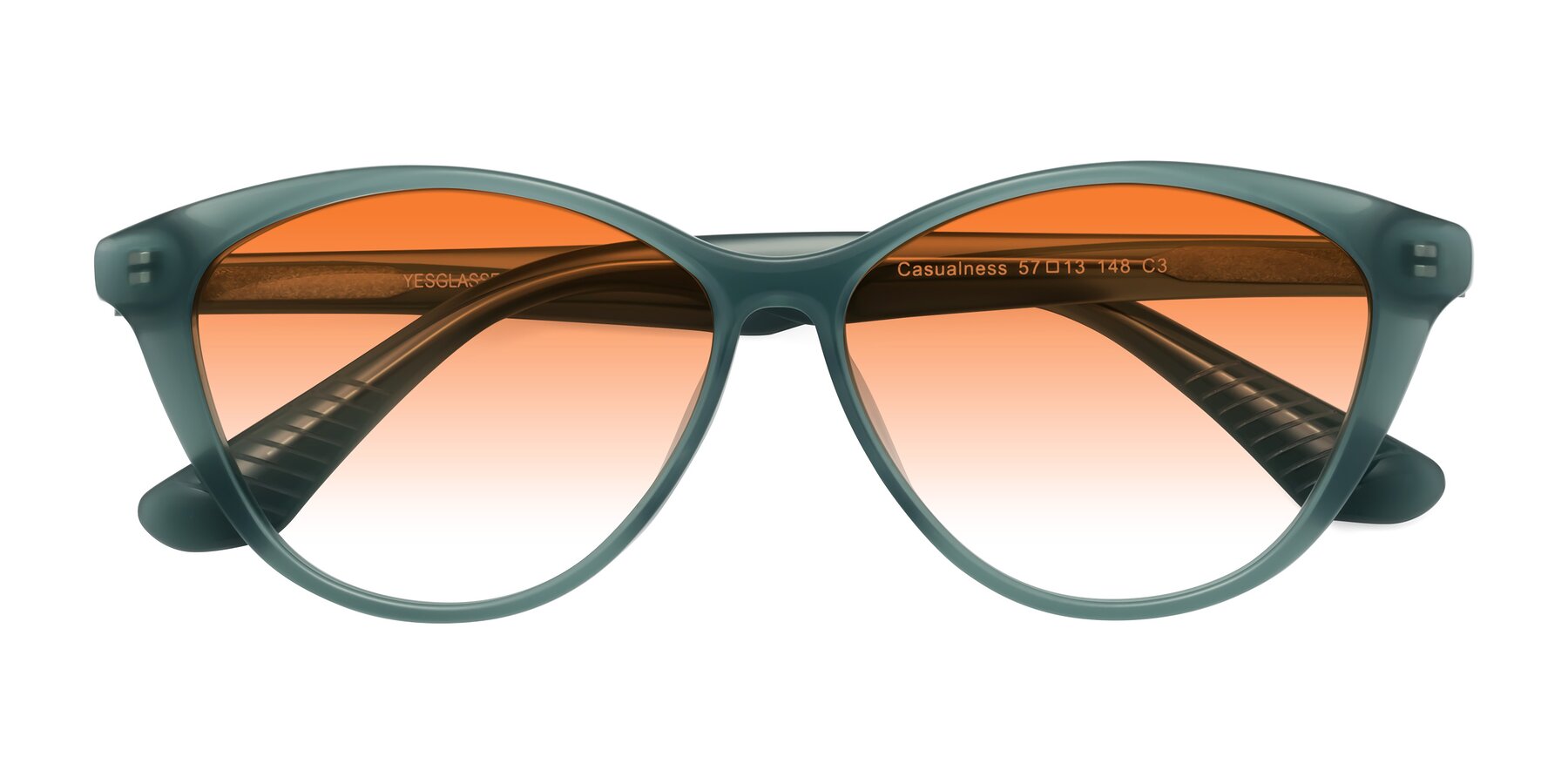 Folded Front of Casualness in Teal with Orange Gradient Lenses