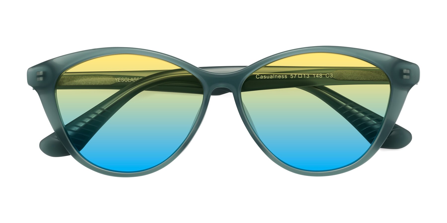 Folded Front of Casualness in Teal with Yellow / Blue Gradient Lenses