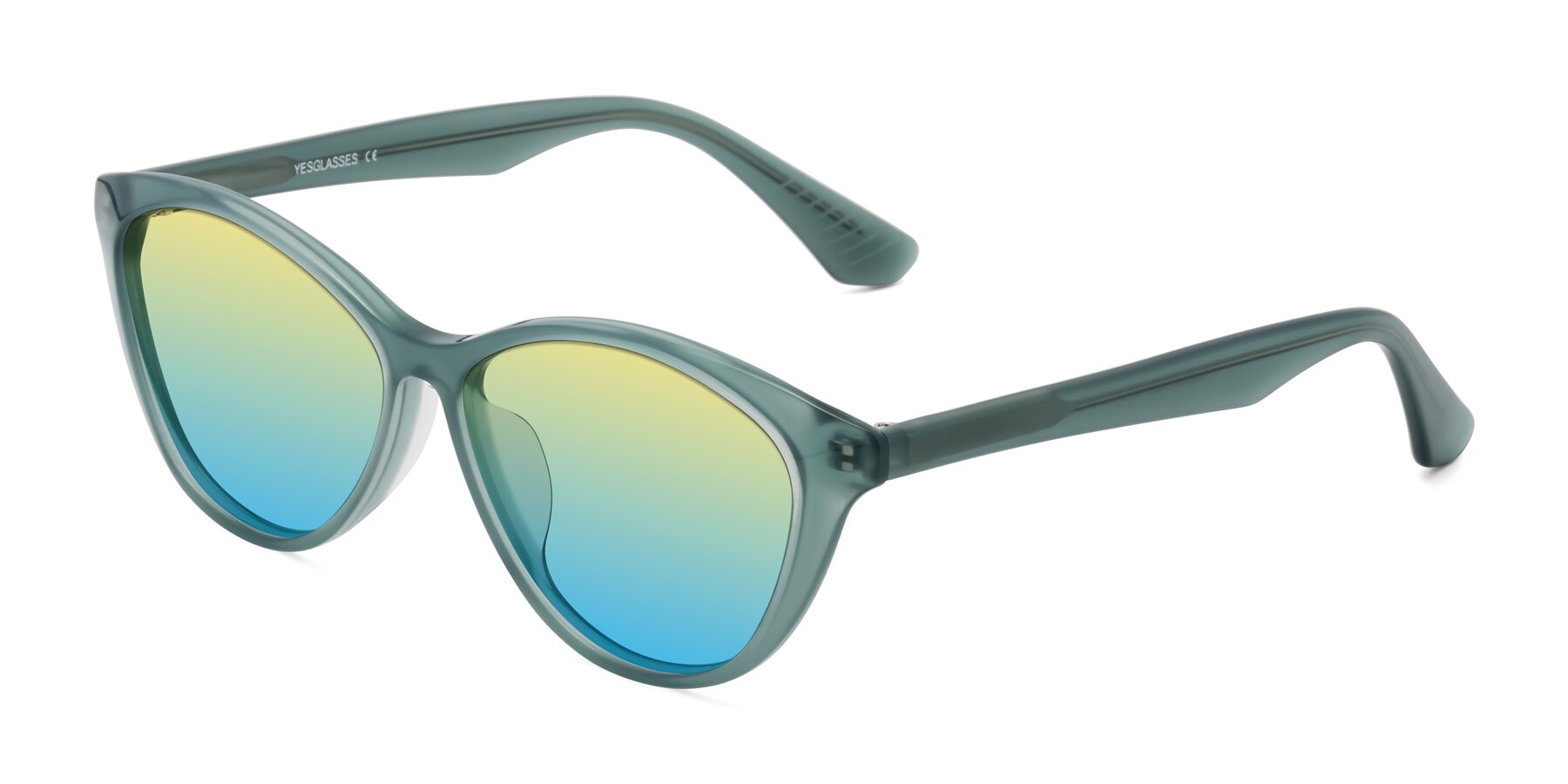 Angle of Casualness in Teal with Yellow / Blue Gradient Lenses