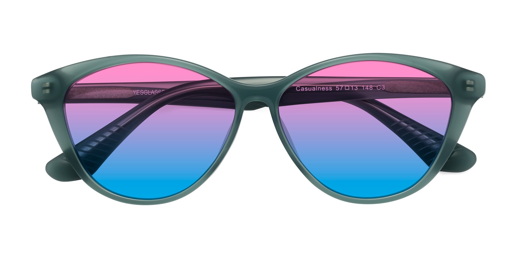 Folded Front of Casualness in Teal with Pink / Blue Gradient Lenses